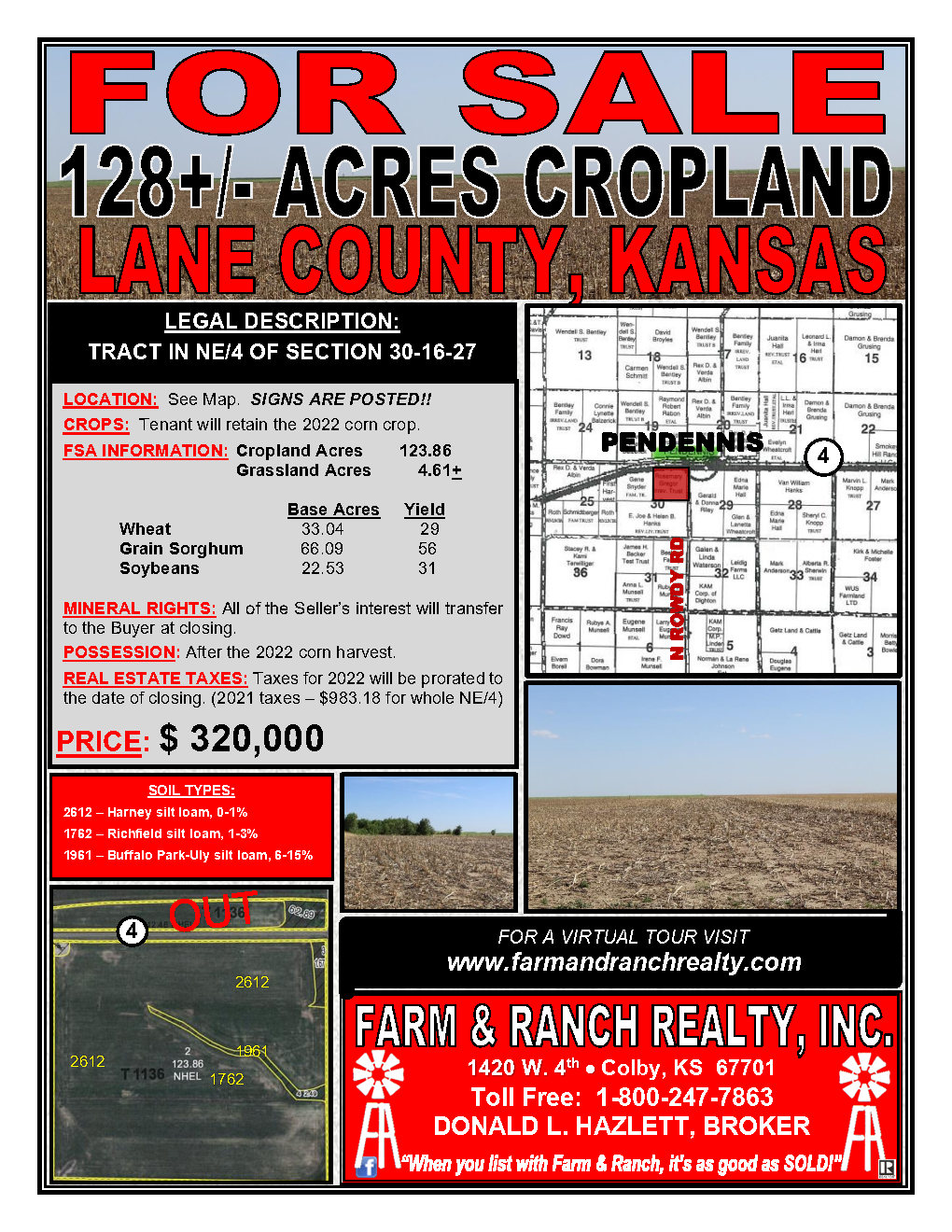 128+/ ACRES CROPLAND LANE CO., KS